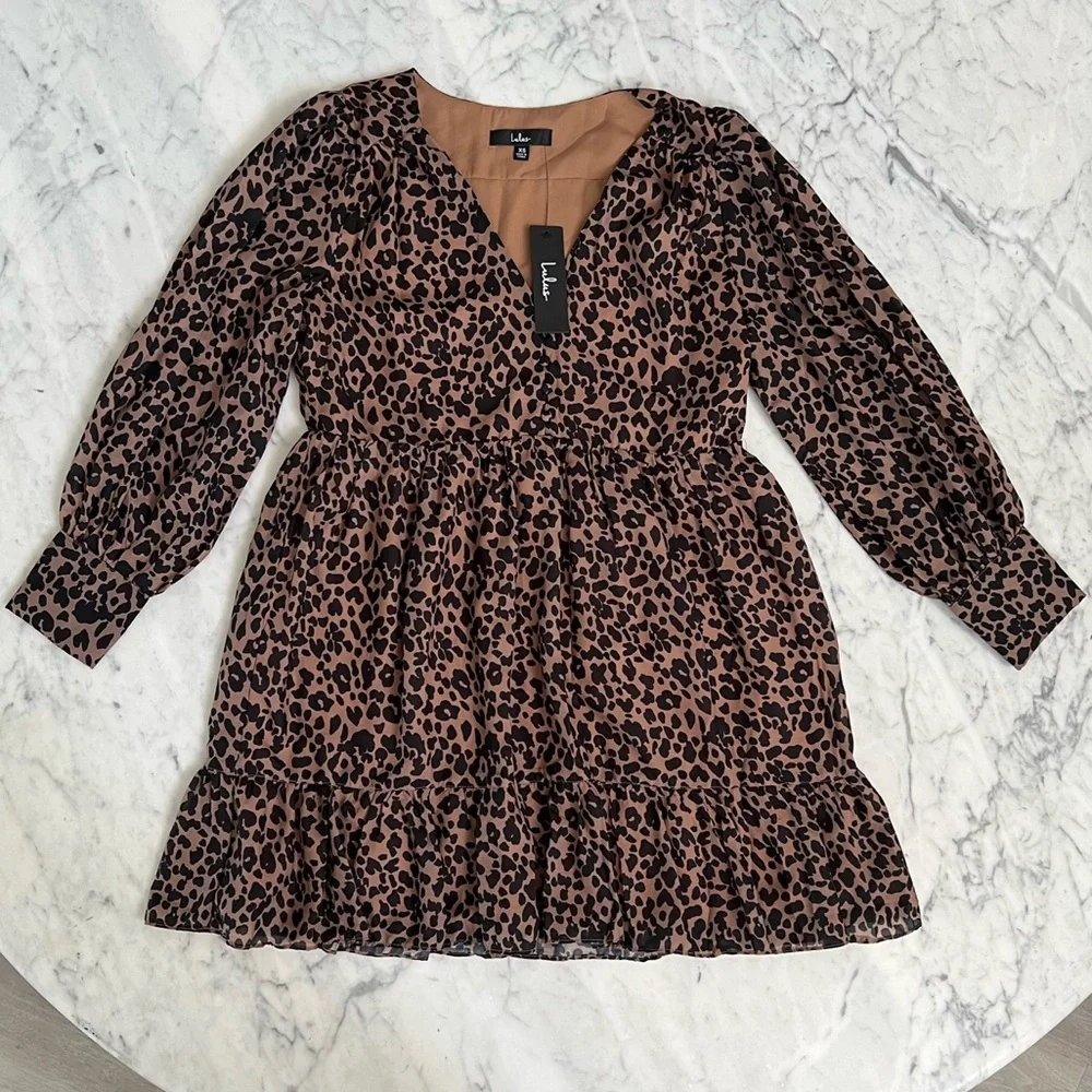 Lulu’s Black Leopard Babydoll Dress - Picture 4 of 6